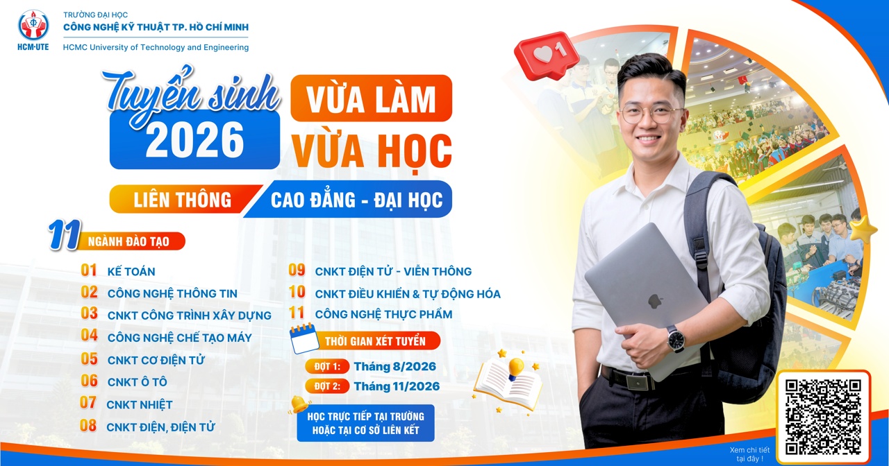Thông báo Tuyển sinh liên thông đại học hình thức vừa làm vừa học năm 2026