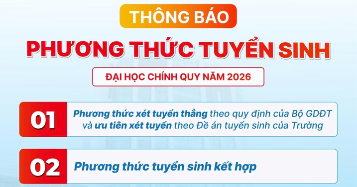Phương thức tuyển sinh trình độ đại học hệ chính quy năm 2026